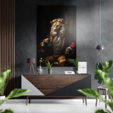Lion as a Gentleman Brushed Aluminum Dibond Wall Art.